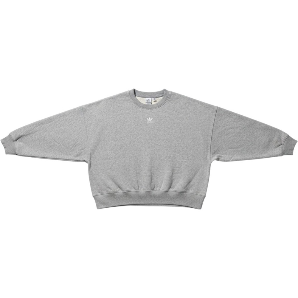 Adidas Originals Womens Grey Cropped Trefoil Logo Sweatshirt HF7478 XL NEW